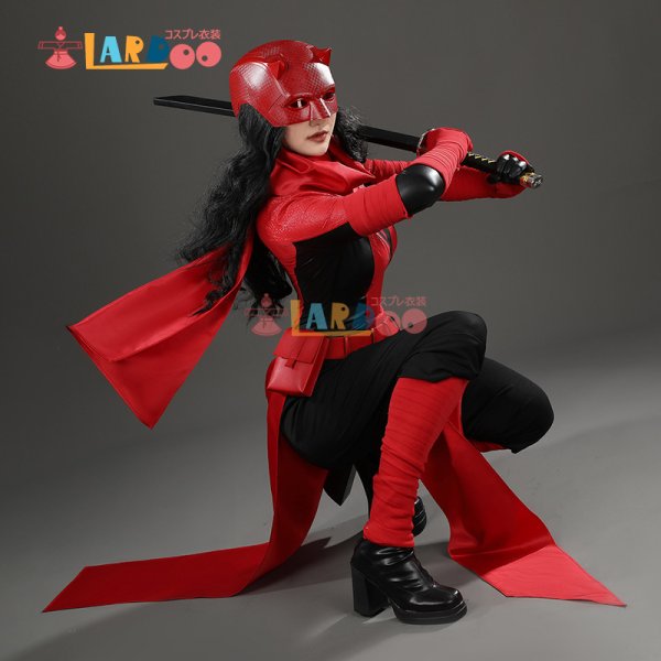 画像2: エレクトラ・ナチオス Elektra Natchios Daredevil エレクトラ  ヘルメット付き  コスチューム コスプレ衣装 (2)