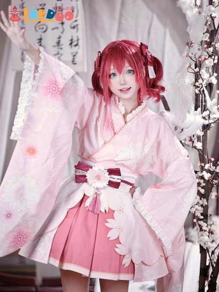 画像3: ラブライブ！サンシャイン!! LoveLive! Sunshine!! 黒澤ルビィ 桜和装 コスチューム コスプレ衣装 (3)