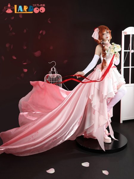 画像2: ソードアート・オンライン SAO アスナ ウエディングアスナ バラの花嫁 結城明日奈 コスチューム コスプレ衣装 (2)
