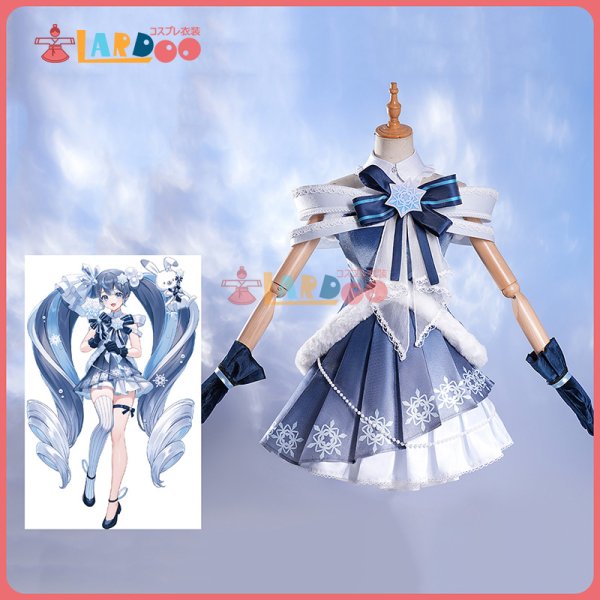 画像1: SNOW MIKU 2025｜雪ミク（初音ミク）杖付き コスプレ衣装 コスチューム (1)