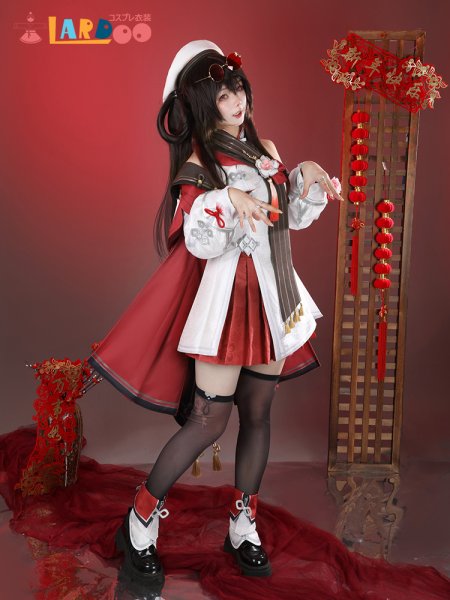 画像2: 原神 Genshin 璃月 胡桃-「残雪に咲く紅」 海灯祭2025 新コスチューム コスプレ衣装 (2)