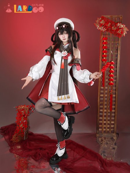 画像4: 原神 Genshin 璃月 胡桃-「残雪に咲く紅」 海灯祭2025 新コスチューム コスプレ衣装 (4)
