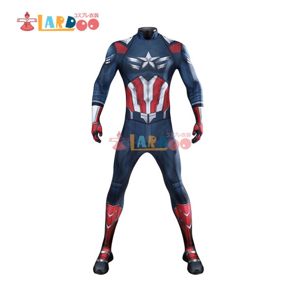 画像2:  キャプテン・アメリカ：ブレイブ・ニュー・ワールド Captain America サム・ウィルソン/キャプテン・アメリカ（3代目） 全身タイツ Bodysuit ボディスーツ  コスチューム コスプレ衣装 (2)