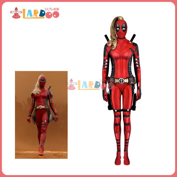 画像1: デッドプール3 Deadpool レディ・デッドプール Wade Wilson Bodysuit ベルトと靴付き ボディスーツ 全身タイツ コスチューム コスプレ衣装 (1)