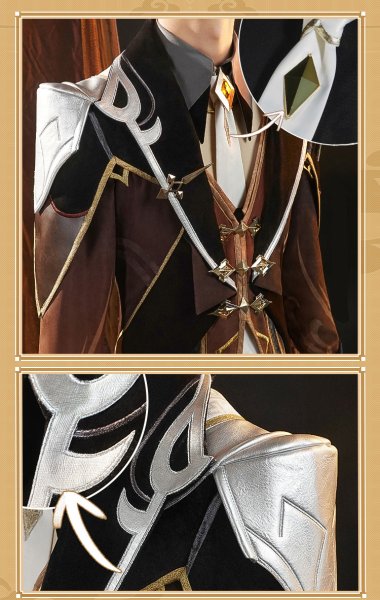 画像9: 【三分妄想】原神 Genshin  鍾離  しょうり  Zhongli コスチューム コスプレ衣装/ウィッグ/靴  (9)