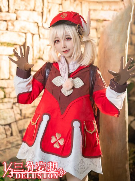 画像1: 【三分妄想】原神 Genshin クレー Klee コスプレ衣装/ウィッグ/靴 コスチューム (1)
