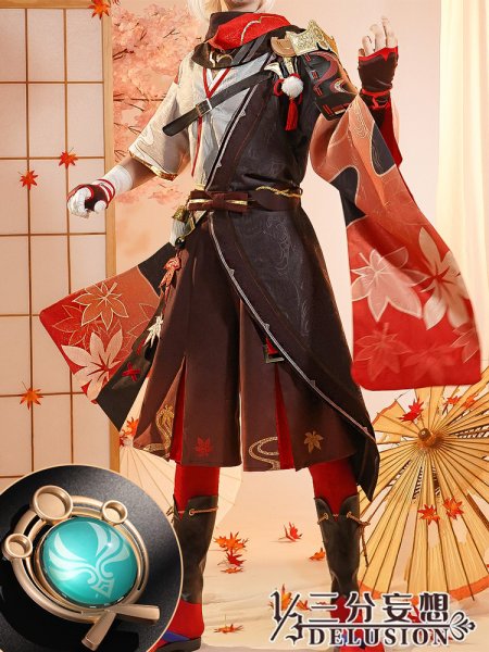 画像3: 【三分妄想】原神 Genshin 楓原万葉 かえではらかずは リメイク版 コスプレ衣装/ウィッグ/靴  コスチューム  (3)