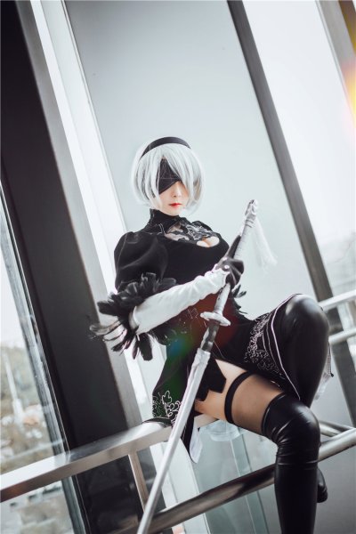 画像1: 【三分妄想】NieR:Automata ニーア オートマタ ヨルハ二号B型 2B コスチューム コスプレ衣装/ウィッグ   (1)