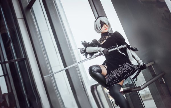 画像3: 【三分妄想】NieR:Automata ニーア オートマタ ヨルハ二号B型 2B コスチューム コスプレ衣装/ウィッグ   (3)