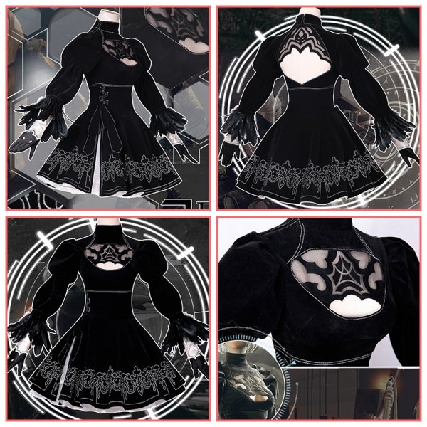 画像6: 【三分妄想】NieR:Automata ニーア オートマタ ヨルハ二号B型 2B コスチューム コスプレ衣装/ウィッグ   (6)