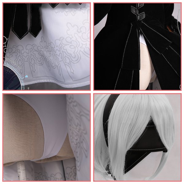 画像7: 【三分妄想】NieR:Automata ニーア オートマタ ヨルハ二号B型 2B コスチューム コスプレ衣装/ウィッグ   (7)