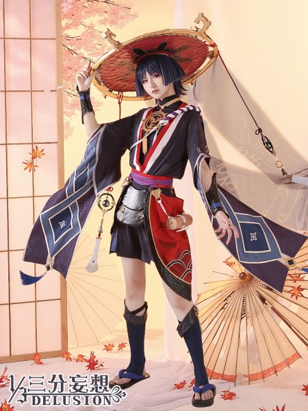 画像1: 【三分妄想】原神 Genshin  スカラマシュ  Scaramouche  コスプレ衣装/ウィッグ/下駄  コスチューム  (1)
