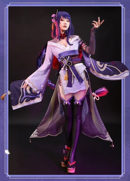 画像3: 【三分妄想】原神 Genshin  雷電将軍 リメイク版  コスプレ衣装/ウィッグ/下駄  コスチューム  (3)