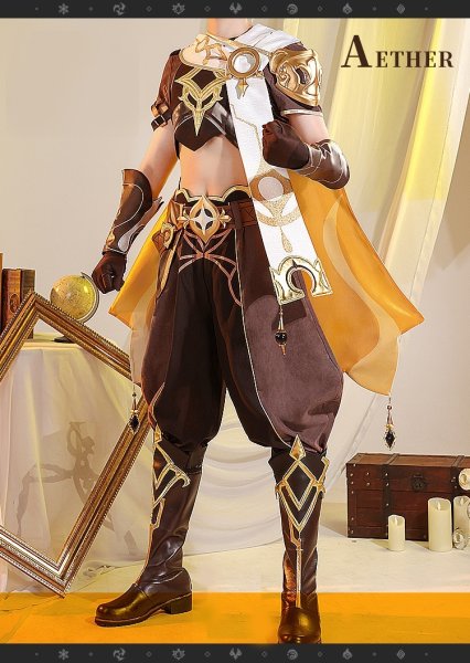 画像2: 【三分妄想】原神 Genshin  旅人空  Aether コスプレ衣装/ウィッグ/靴  コスチューム  (2)