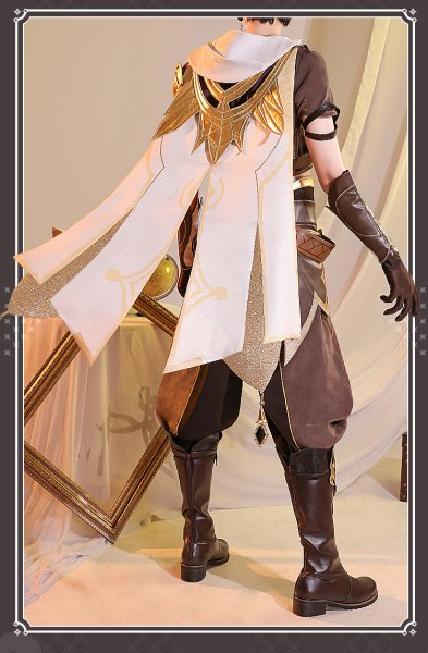 画像4: 【三分妄想】原神 Genshin  旅人空  Aether コスプレ衣装/ウィッグ/靴  コスチューム  (4)