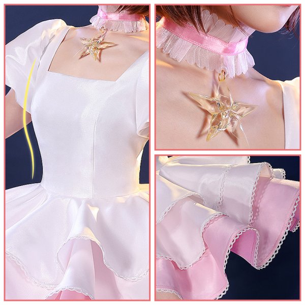 画像5: 【三分妄想】カードキャプターさくら  木之本桜  白ワンピース コスチューム コスプレ衣装/ウィッグ (5)