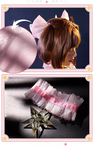 画像8: 【三分妄想】カードキャプターさくら  木之本桜  白ワンピース コスチューム コスプレ衣装/ウィッグ (8)