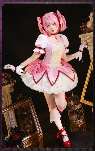 画像3: 【三分妄想】魔法少女まどか☆マギカ 鹿目まどか 魔法少女コス コスプレ衣装/ウィッグ/靴 コスチューム  (3)