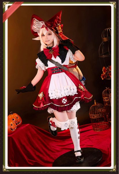 画像1: 【三分妄想】原神 Genshin クレー新衣装「星燭に揺れる爛花」コスチューム  コスプレ衣装/ウィッグ (1)