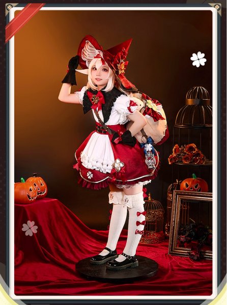 画像2: 【三分妄想】原神 Genshin クレー新衣装「星燭に揺れる爛花」コスチューム  コスプレ衣装/ウィッグ (2)