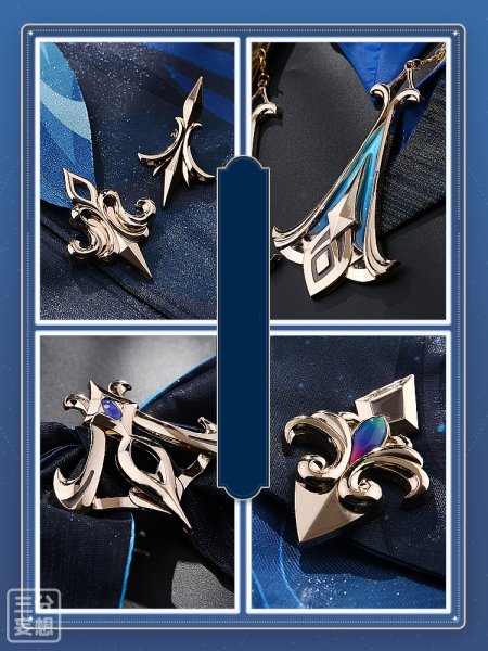 画像14: 【三分妄想】原神 Genshin  ヌヴィレット  Neuvillette コスチューム コスプレ衣装/ウィッグ/靴  (14)