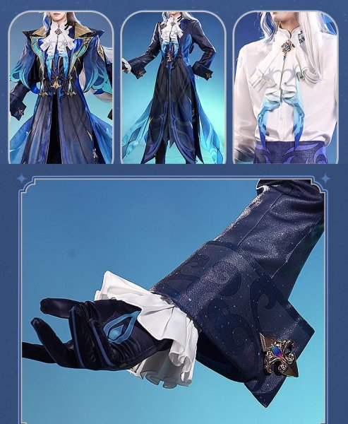 画像8: 【三分妄想】原神 Genshin  ヌヴィレット  Neuvillette コスチューム コスプレ衣装/ウィッグ/靴  (8)