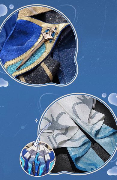 画像9: 【三分妄想】原神 Genshin  ヌヴィレット  Neuvillette コスチューム コスプレ衣装/ウィッグ/靴  (9)