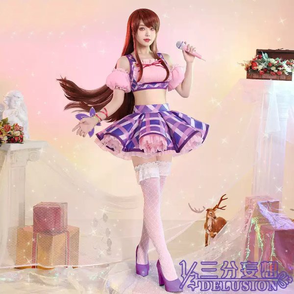 画像1: 【三分妄想】アイカツ！アイドルカツドウ！ 紫吹蘭 コスチューム コスプレ衣装/ウィッグ (1)