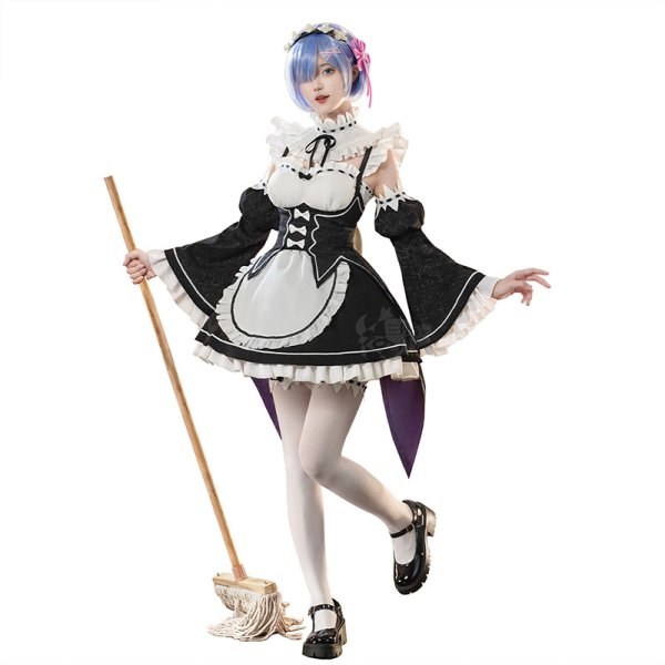 画像5: 【三分妄想】Re:ゼロから始める異世界生活 レム メイド服 コスチューム コスプレ衣装/ウィッグ (5)
