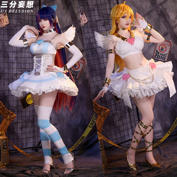 画像1: 【三分妄想】パンティ&ストッキングwithガーターベルト パンティ ストッキング 天使スーツ コスチューム コスプレ衣装/ウィッグ (1)