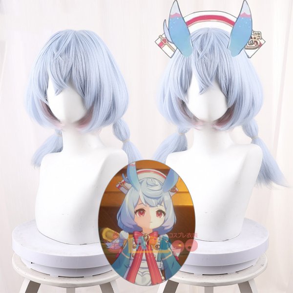 画像1: 原神 Genshin フォンテーヌ シグウィン Sigewinne コスプレウィッグ 未セット ネット付き 耐熱かつら (1)