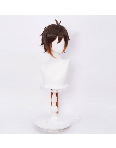 画像4: 原神 Genshin 鍾離 しょうり Zhongli コスプレウィッグ ネット付き 耐熱かつら (4)