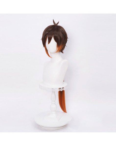 画像5: 原神 Genshin 鍾離 しょうり Zhongli コスプレウィッグ ネット付き 耐熱かつら (5)