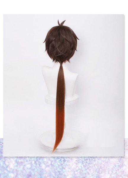 画像6: 原神 Genshin 鍾離 しょうり Zhongli コスプレウィッグ ネット付き 耐熱かつら (6)