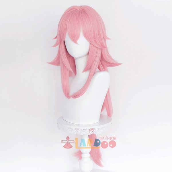 画像2: 原神 Genshin 稲妻 八重神子  やえみこ コスプレウィッグ ネット付き 耐熱かつら (2)