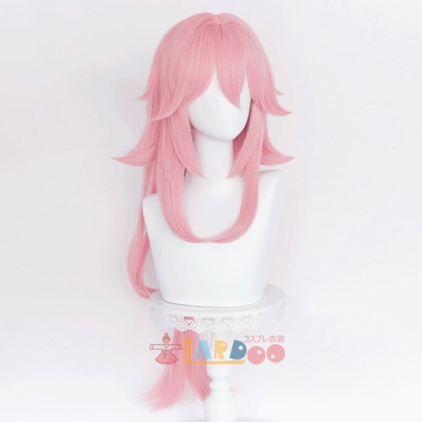 画像3: 原神 Genshin 稲妻 八重神子  やえみこ コスプレウィッグ ネット付き 耐熱かつら (3)