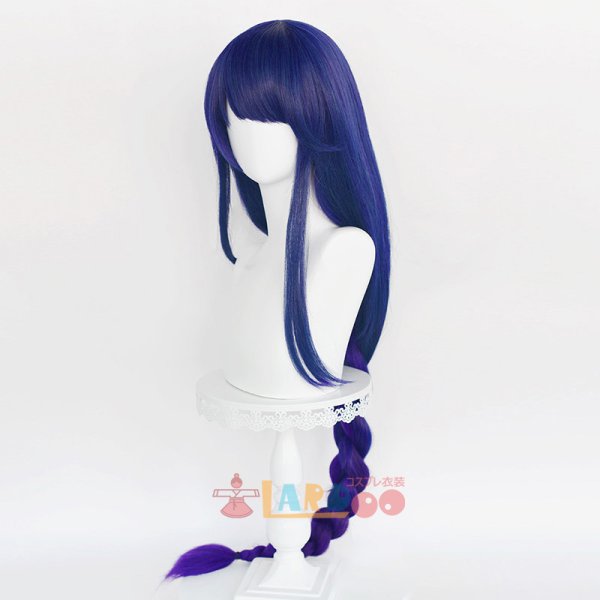 画像2: 原神 Genshin 稲妻  雷電将軍 コスプレウィッグ ネット付き 耐熱かつら (2)