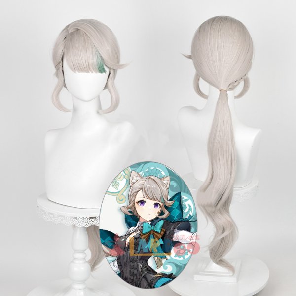 画像1: 原神 Genshin リネット Lynetteコスプレウィッグ 未セット ネット付き 耐熱かつら (1)