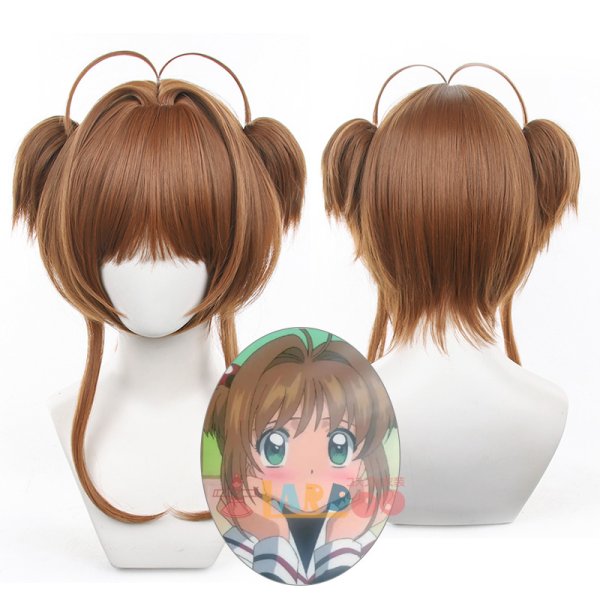 画像1: カードキャプターさくら CARDCAPTOR SAKURA 木之本桜 コスプレウィッグ ネット付き 耐熱かつら (1)