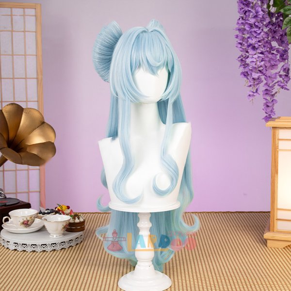 画像2: 原神 Genshin 稲妻 夢見月瑞希  YumemizukiMizuki コスプレウィッグ リボンセット済み ネット付き 耐熱かつら (2)