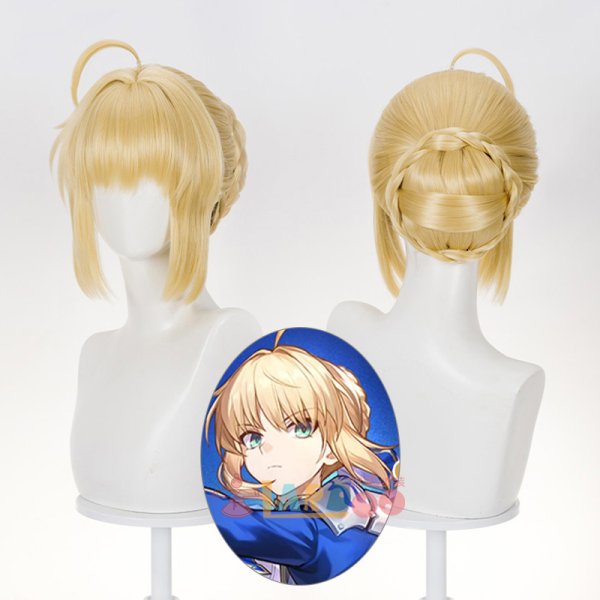 画像1: 崩壊:スターレイル×Fate_UBWコラボ セイバー-Saber コスプレウィッグ ネット付き 耐熱かつら (1)
