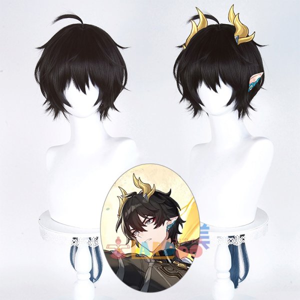 画像1: 崩壊:スターレイル HonkaiStarRail  丹恒・騰荒 Dan Heng・Permansor コスプレウィッグ ネット付き 耐熱かつら (1)